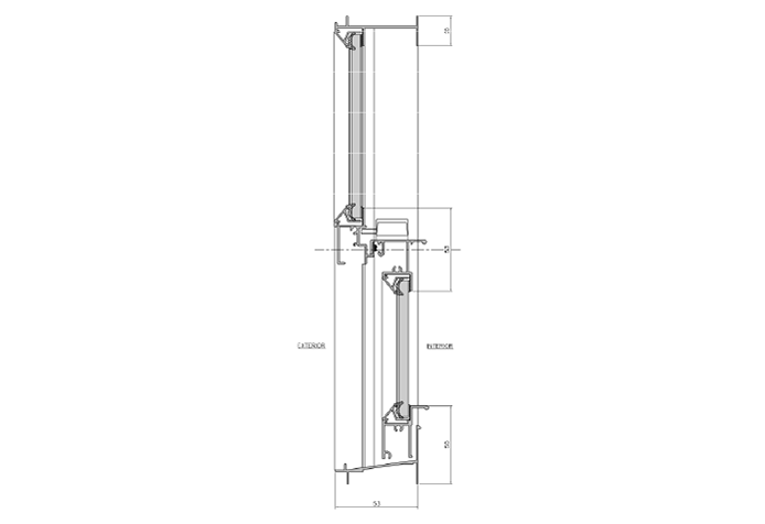 Ventana Guillotina Serie 50 - Seccion vertical